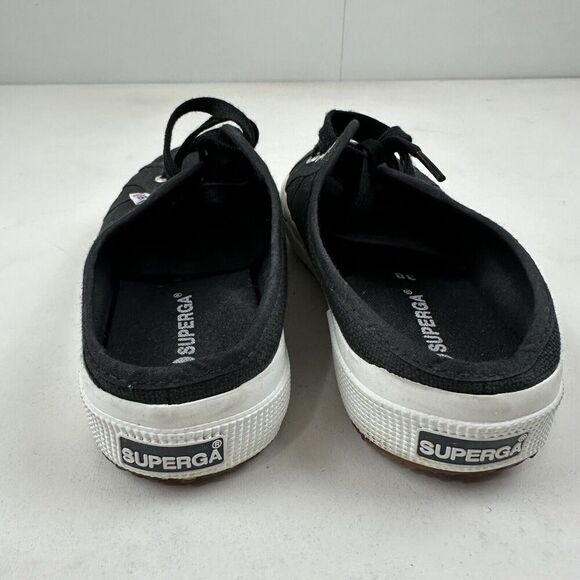 SUPERGA Black Canvas Slip On Mules Slide Sneakers Womens 7.5 Mens 6 Lace Up 2402 - Picture 12 of 12